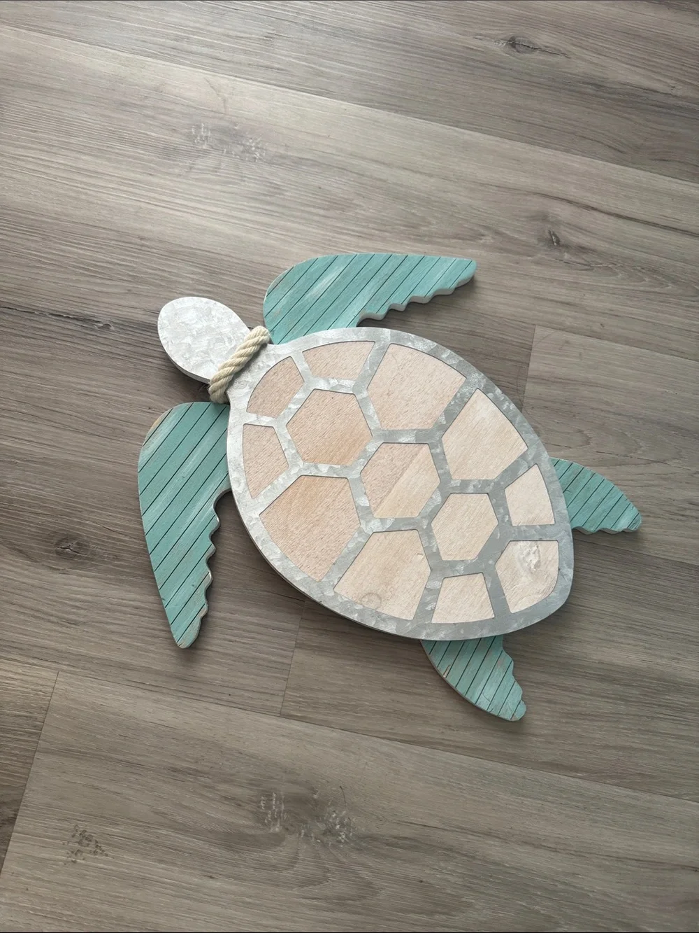 Hobby Lobby Teal and Natural Wood Sea Turtle Wall Decor